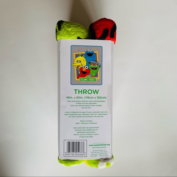 SESAME STREET Throw Elmo Oscar Cookie Monster Big Bird 46" x 60" Blanket - Picture 3 of 7